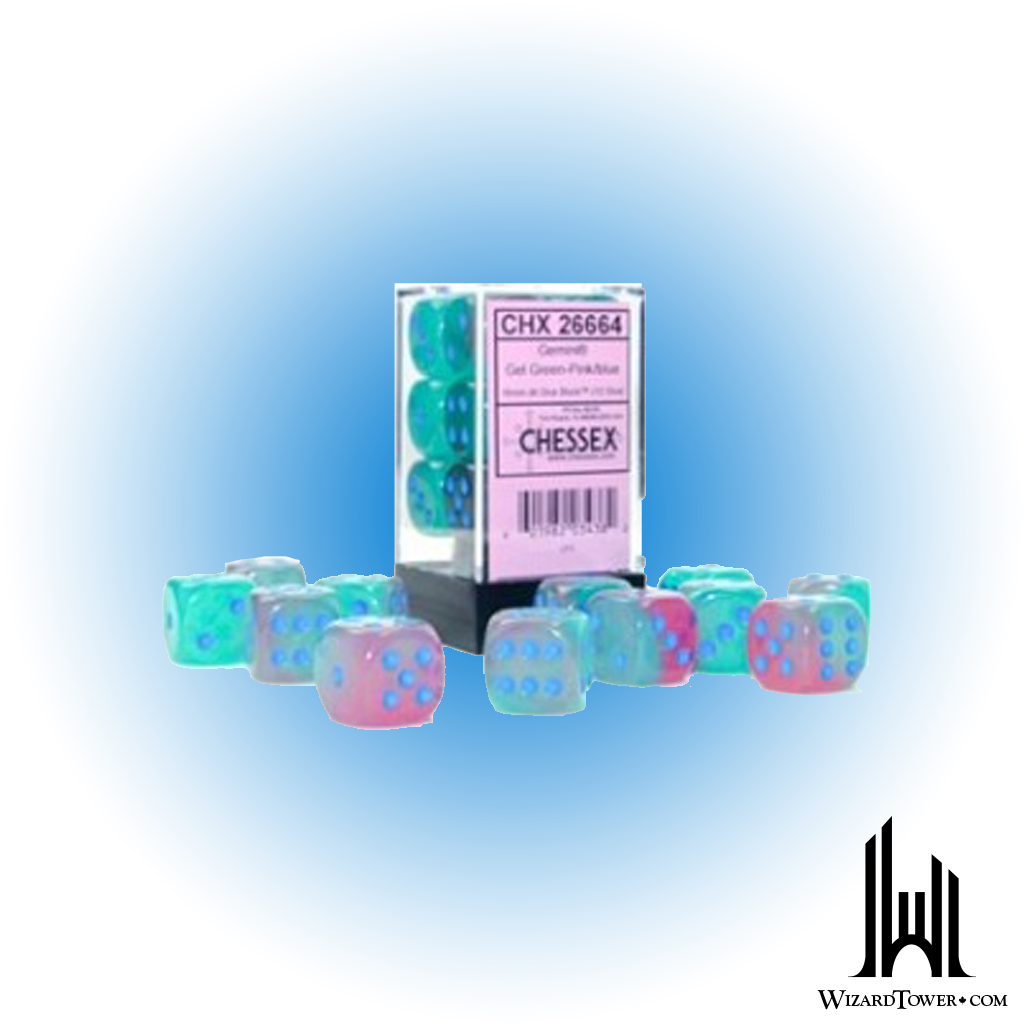 Gemini - Poly Gel Green-Pink/Blue Luminary 16mm Dice